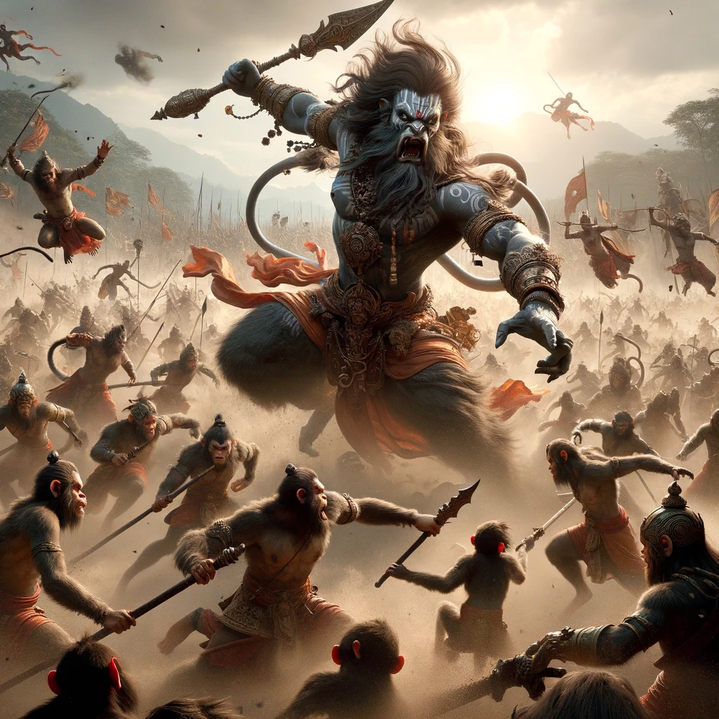 Prahasta Attacks the Monkeys